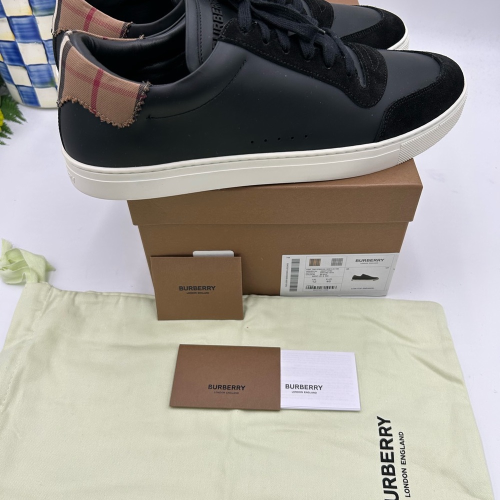 Men's Burberry robin classic check low top sneakers size 46 made in Italy - Picture 4 of 9